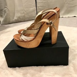 MICHAEL Michael Kors Leather/Wood Platform Sandal